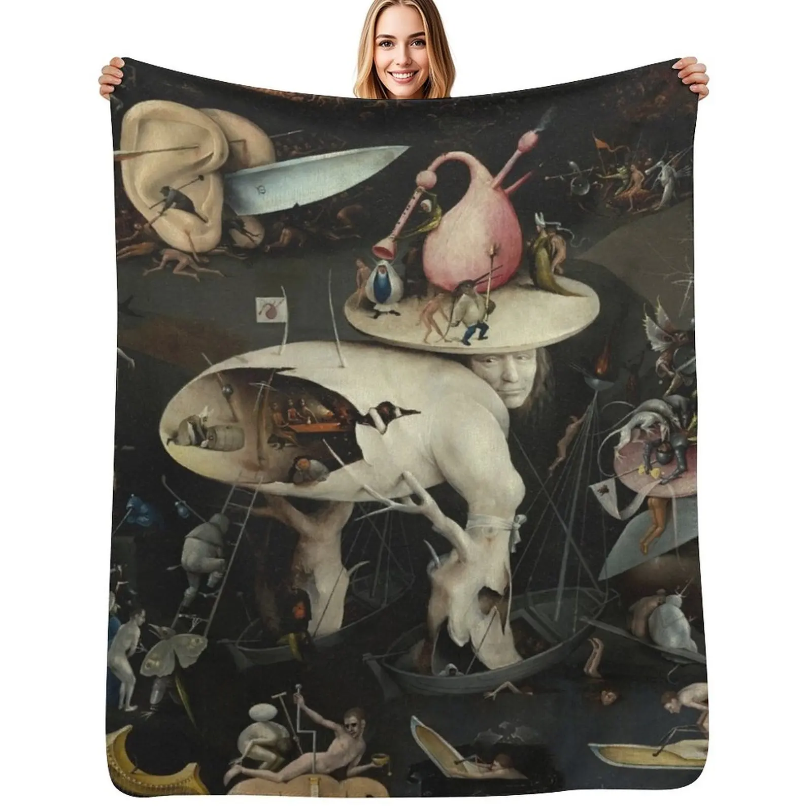 

The Garden of Earthly Delights - Hieronymus Bosch Throw Blanket Modern Design Soft Blanket for Home Decor