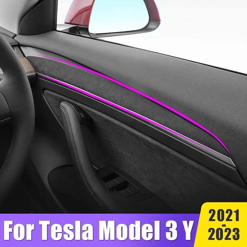 

ABS Suede Interior Door Decoration Panel Cover Trims Frame Protector Sticker For Tesla Model 3 Y 2021 2022 2023 Car Accessories