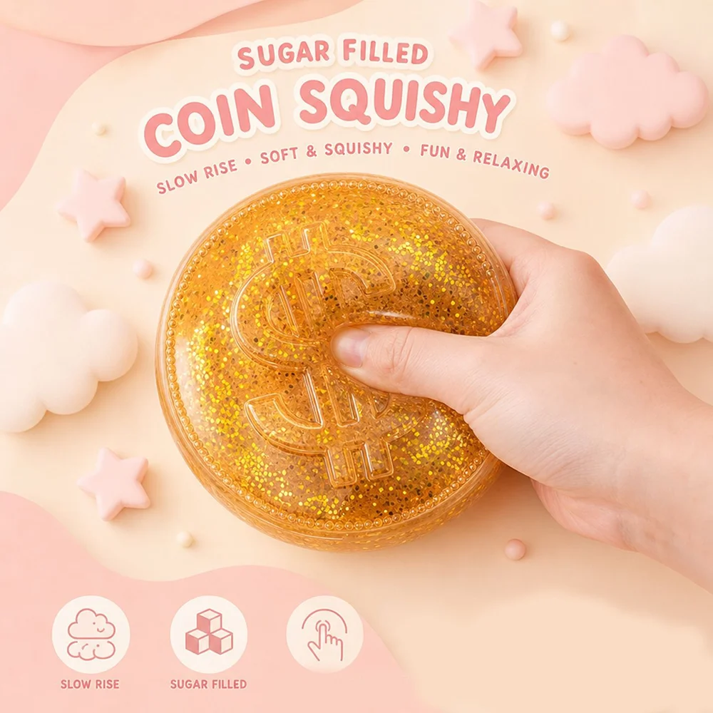 1pc Simulation Gold Coin Soft Pinch To Relieve Daily Stress And Tension Slow Rebound Office Decoration Children's Daily Gift Toy