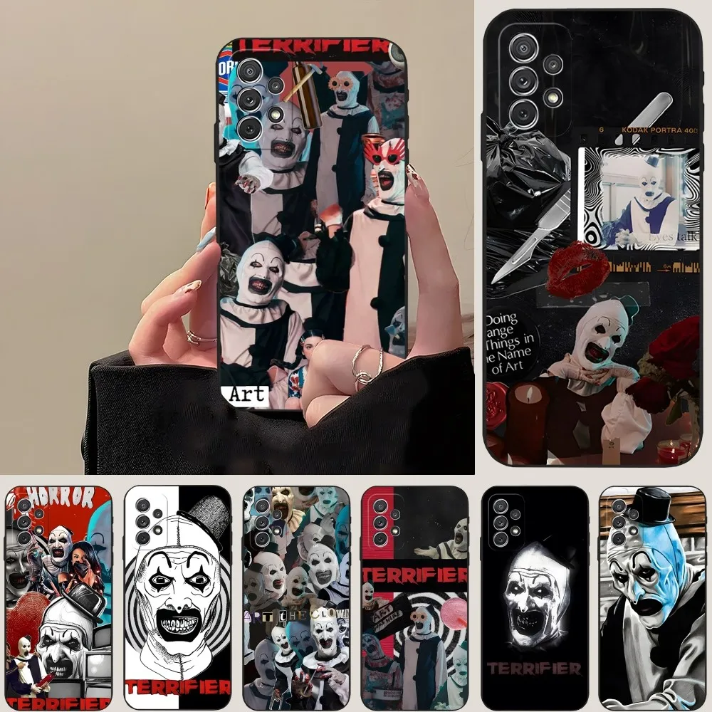 Terrifier 2 3 Horror Clown Phone Case For Samsung A24 A54 A05 A52 A53 A14 A34 A33 A13 A22 A31 A40 A03S A32 A21 A81 A42 Black