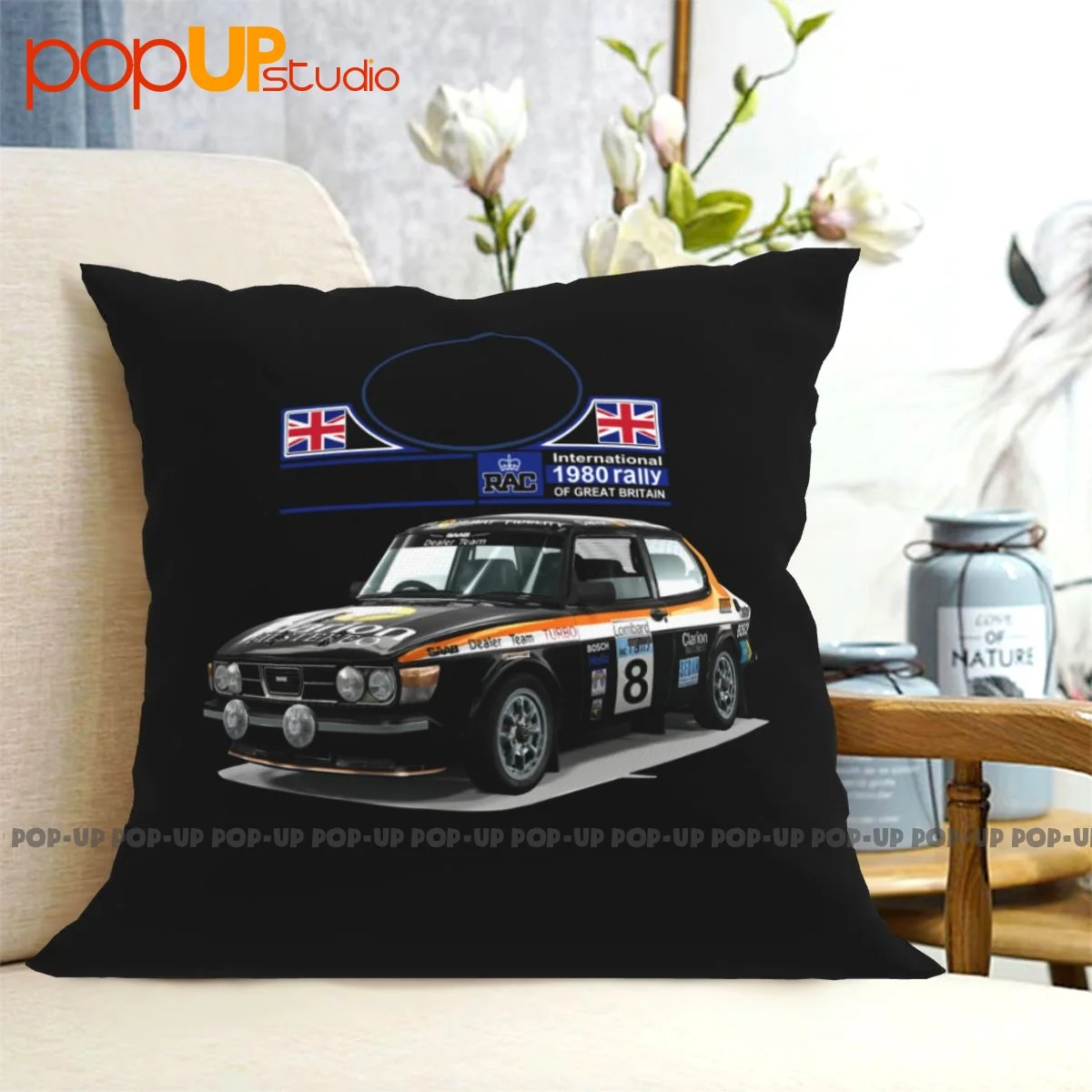 Square Saab 99 Turbo 1980 Rac Rally Wrc Pillowcase Throw Pillow Cover Natural Soft Skin Brief Style