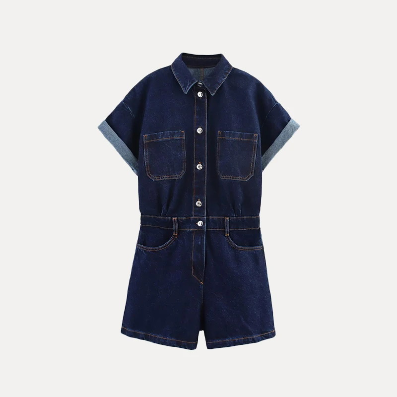 

Новые женские джинсовые шорты-комбинезон 2025 года для лета, укороченные, облегающие, в уличном стиле, рабочие, из полиэстера, с завышенной талией