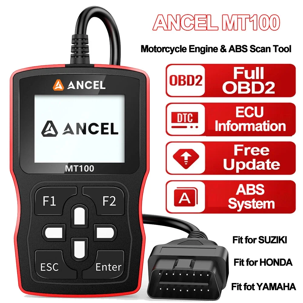 

ANCEL MT100 Motorcycle Diagnostic Scanner OBD2 Fault Code Reader Scan Tool Engine ABS For YAMAHA HONDA SUZUKI