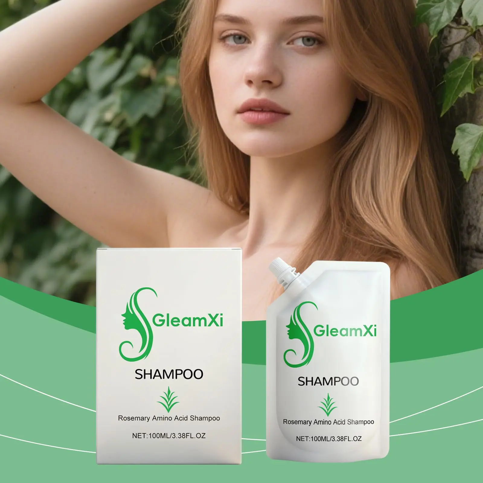 Gleamxi Rosemary Amino Acid Shampoo Oil Control Anti Dandruff Nourish Repair Damaged Fluffy Scalp Cleansing Hair Growth Shampoo