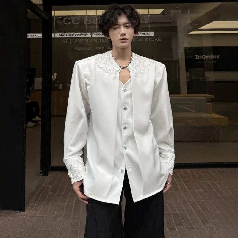 LUZHEN 2025 New Original Fake Two Piece Design Floral Pattern Patchwork Long Sleeve Blazer Coat Men's Elegant Luxury Coat JY2221
