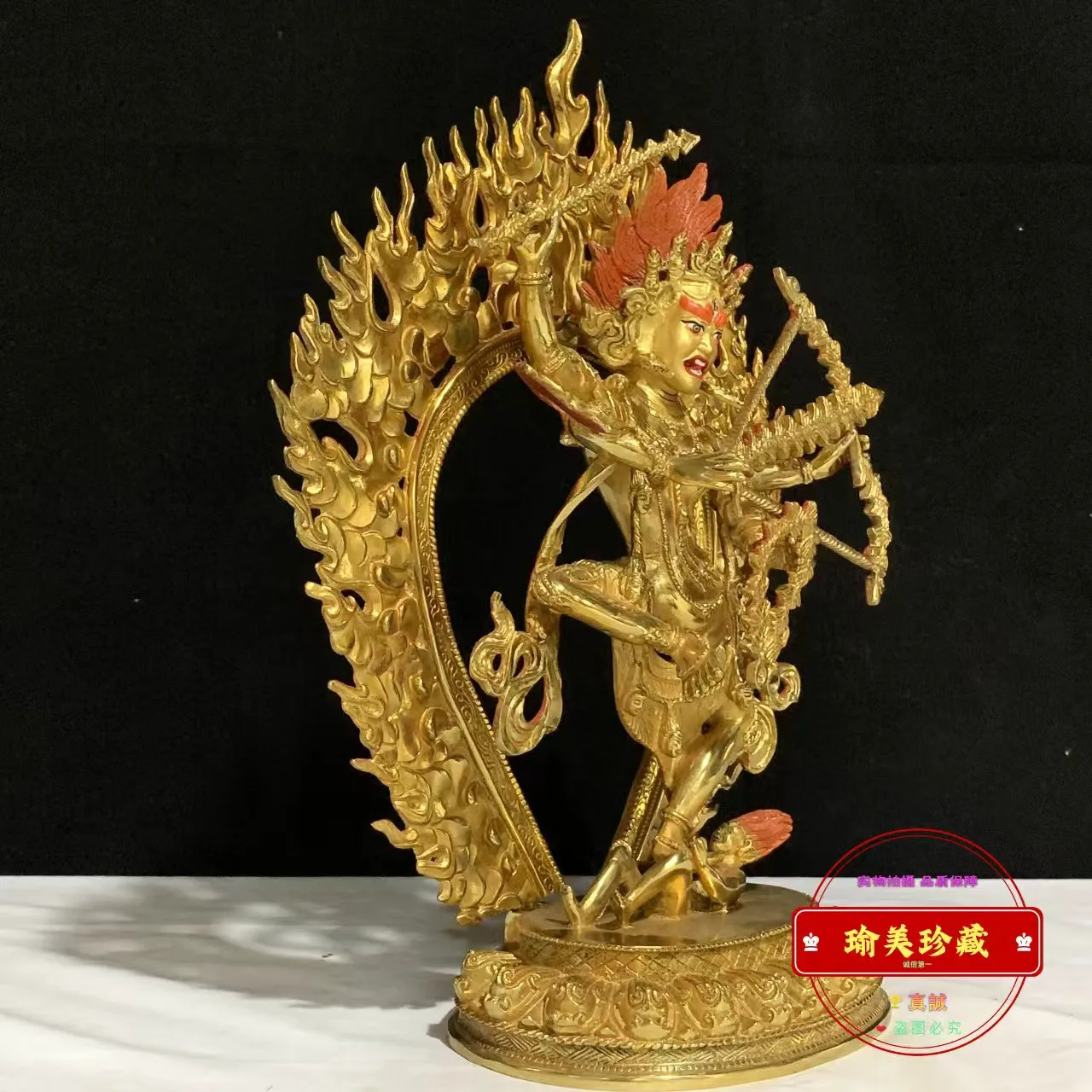 Zuo Ming Buddha mother gilt Buddha statue 10 inch Tibetan household Buddhist utensil Tantra 34cm high pure copper offering bronz