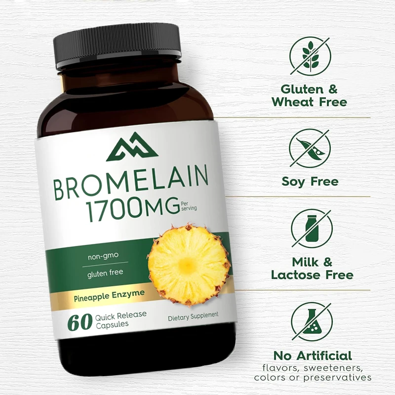 Bromelain 1700mg 60 capsules | Bromelain supplement non GMO and gluten supports nutritional digestion