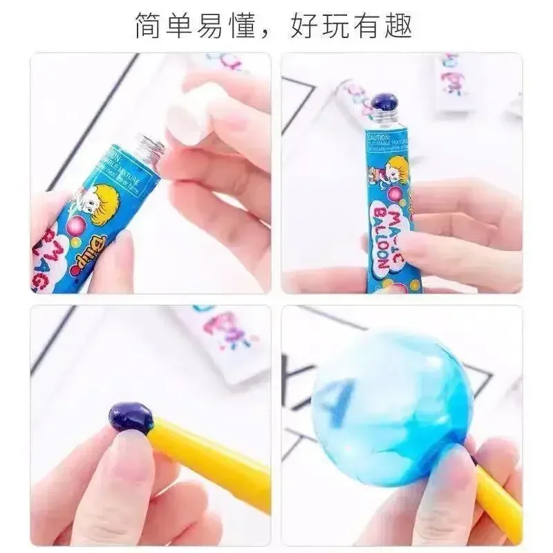 Safe Magic Bubble Glue Toy Blowing Colorful Bubble Ball Plastic Balloon Space Balloon Safe Practical Jokes Kids Toy Won't Burst