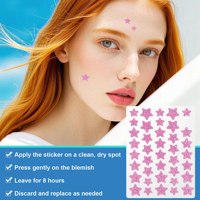 رقعة حب الشباب على شكل بثرة للوجه، رقع حب الشباب الغروانية المائية، ملصقات بقع ملونة (120 قطعة) + وردي + أحمر وردي