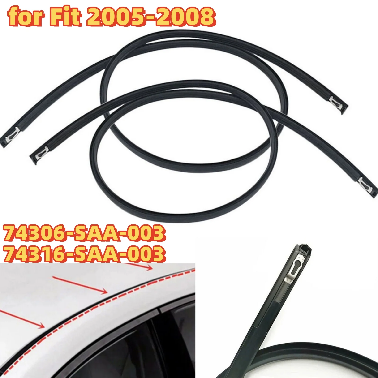 

2 шт. молдинг на крышу автомобиля 74306-SAA-003 74316-SAA-003 для Fit 2005-2008 левый и правый желоб на крыше и резиновый молдинг на крыше черный
