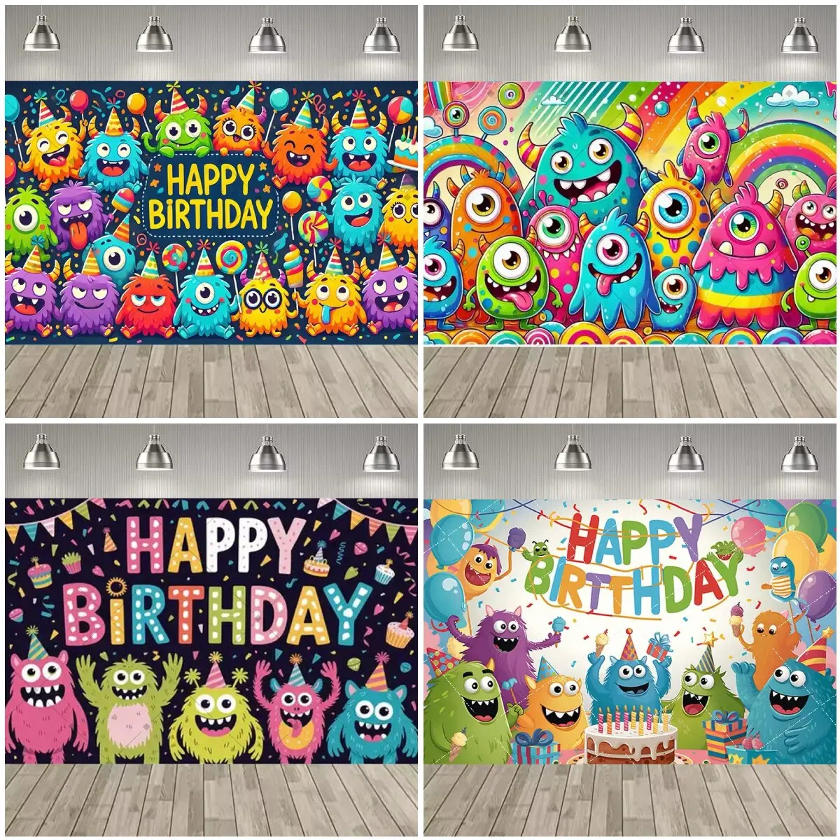 Cartoon-Monster Themenparty Dekorations-Hintergrund Monster Kindergeburtstag Party-Zubehör Deko-Banner Baby-Taufgeschenk – Detail 3