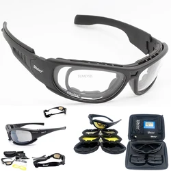 C6 Polarized Glasses CS Hunting Tactical Shooting Airsoft Protection Goggles C5 X7 Motorcycle Riding Sunglasses with 4 Lens Kit