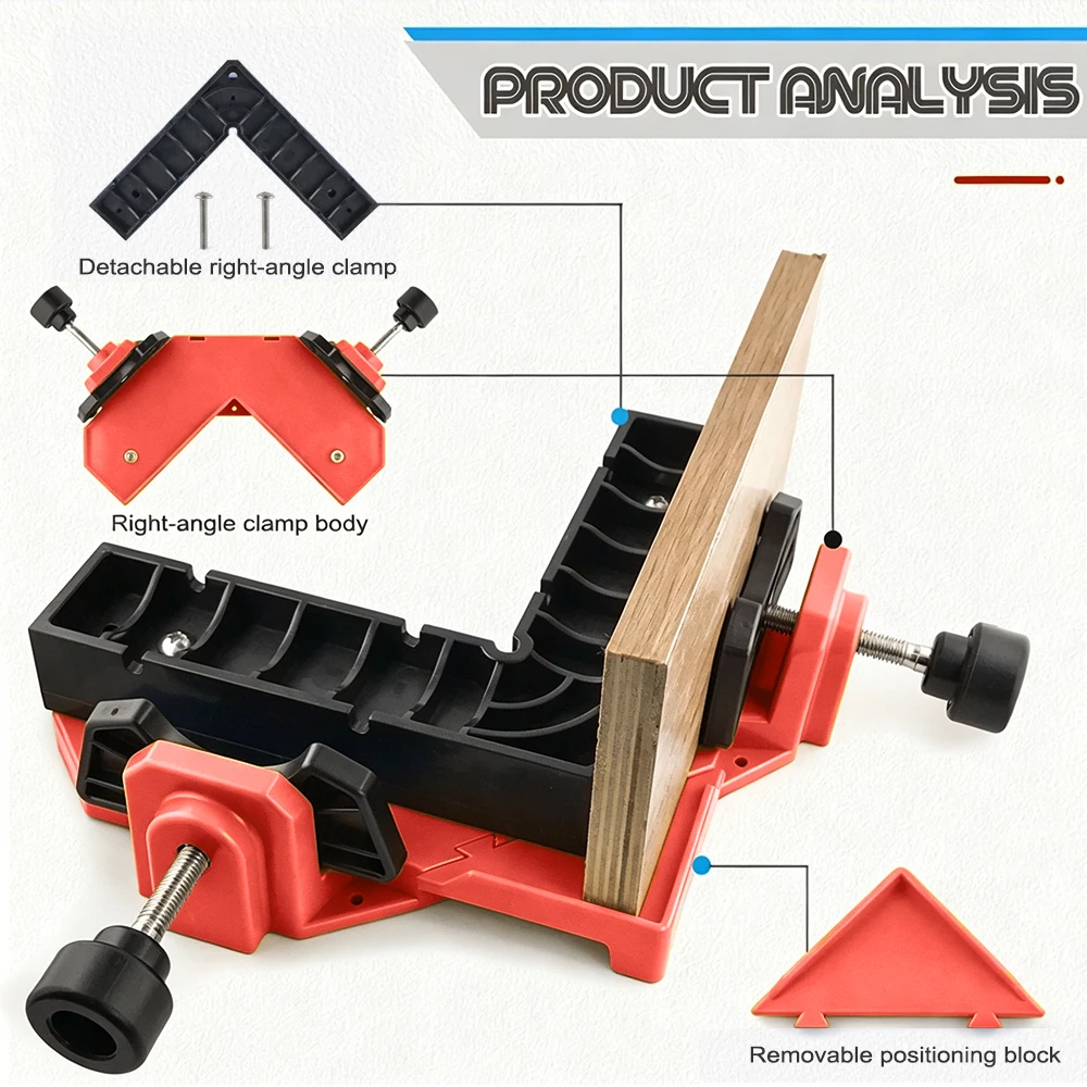90 Degree Right Angle Corner Clamp ABS Plastic Woodworking Positioning Tool for Photo Framing Cabinet Making DIY Carpentry