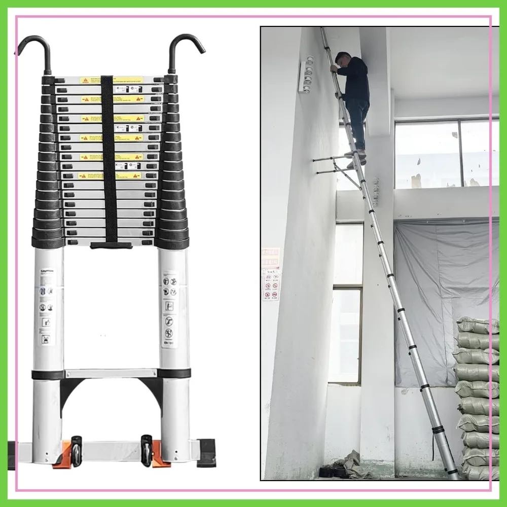 

Telescoping Ladder 21.3 FT, Aluminum Extension Ladder with Stabilizers, Collapsible for RV Home