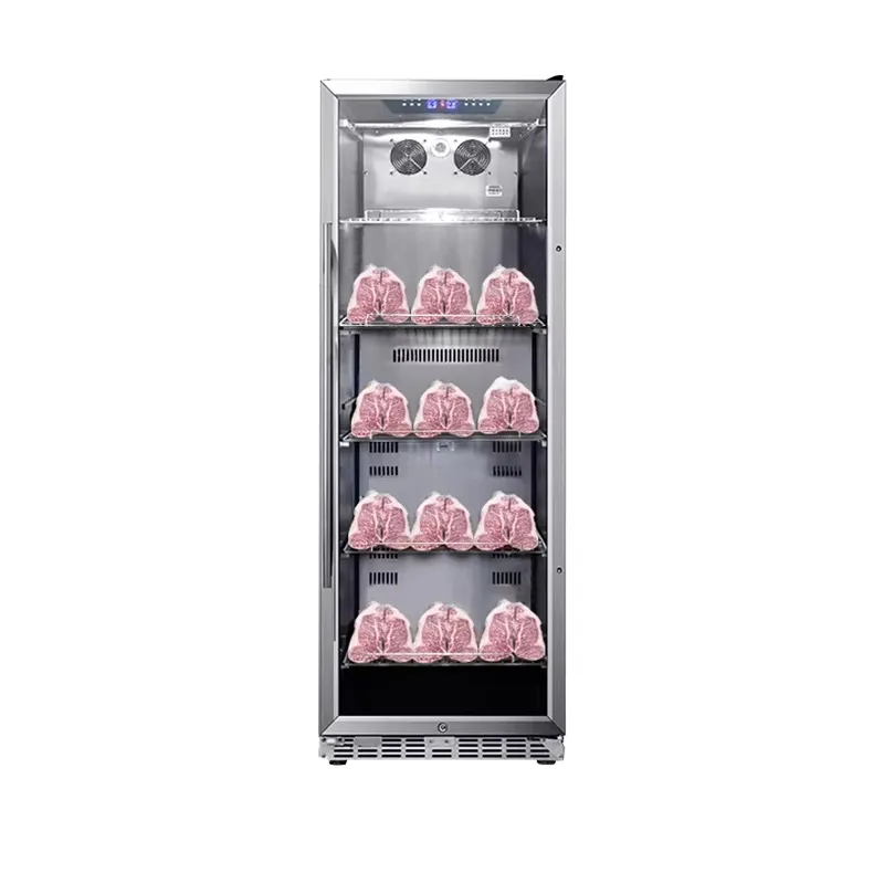 Commercial 450 Liter Dry Aged Glass Door Stainless Steel Fridge New Condition Beef Meat Storage Cabinet Custom