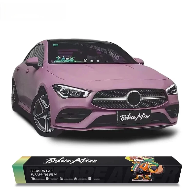 

Factory Price Vinyl Car Decoration Film High Quality Iridescence Foil Printable Wrap PET Flat Rose Pink Latte