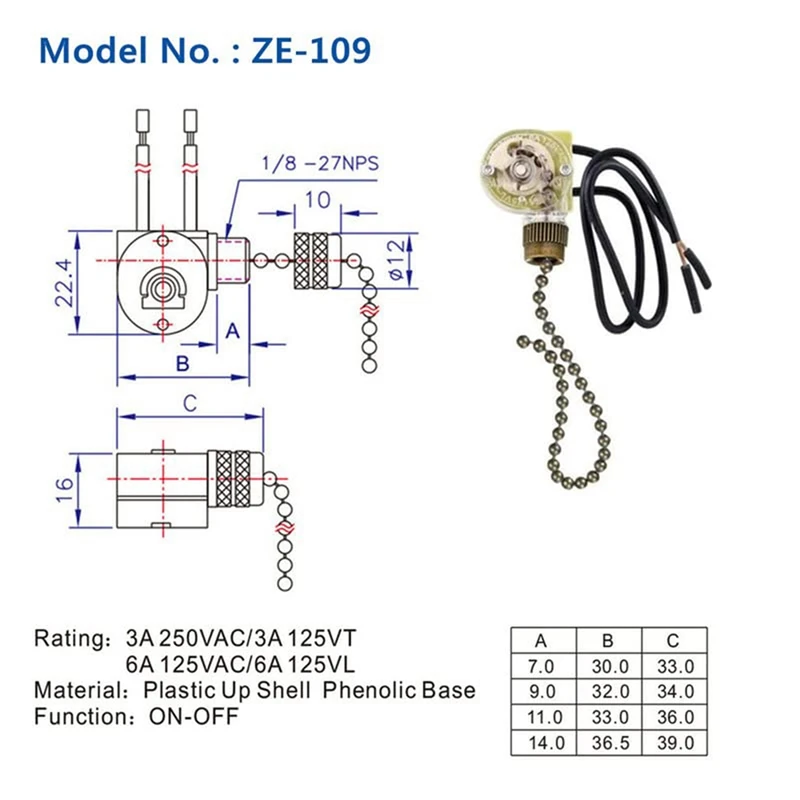 3Pack Plafondventilator Lichtschakelaar ZE-109 Ventilator Schakelaar Plafond Trekketting Schakelaar Vervanging