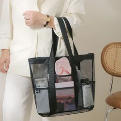 Large Capacity Mesh Wash Bag Hot Sale Breathable Portable Cosmetic Bag Foldable Mesh Wash Bag Swimming Storage Bag Beach