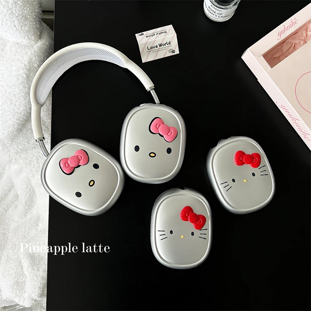 Luxury Silver Plating Hello Kitty Suitable for AirPods Max Headphone Protective Cover TPU Clear Protective Anti-fall Hard Case