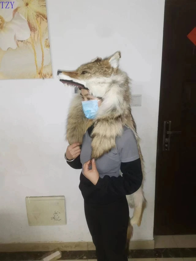 Simulation Animal Wolf Head Hat Winter Plush Cold Protection Hood Hat Ear Protector