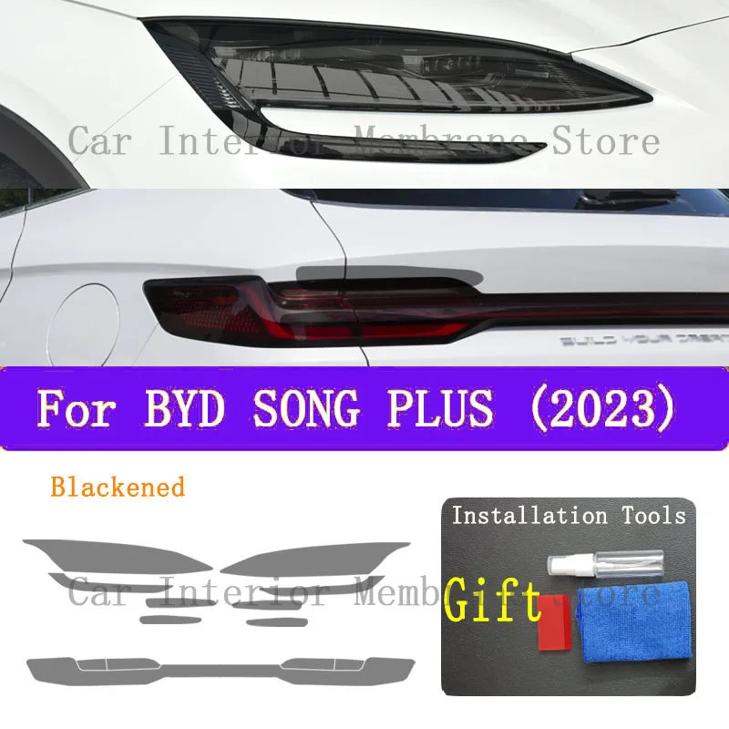 For BYD SONG Plus Champion Version DM-i EV 2023 Car Exterior Headlight Anti-scratch Front Lamp Tint TPU Protective Cover Film