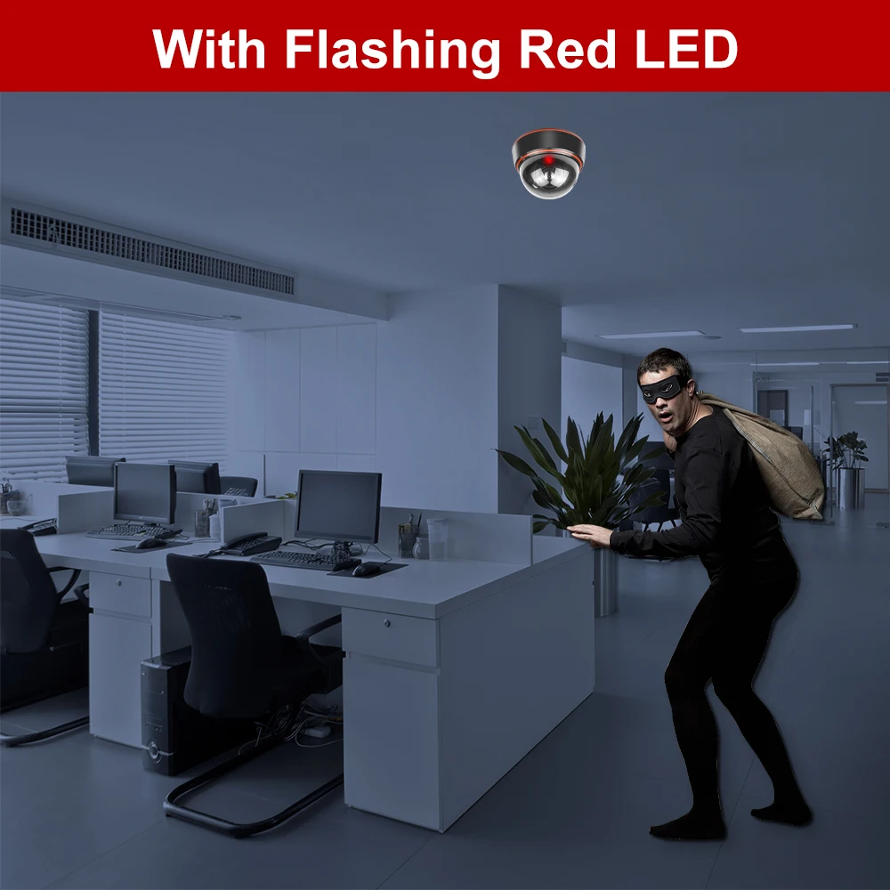 Dome Fake Camera  CCTV Surveillance Simulation Camera Family Safety Protection Flashing LED Light Virtual Intelligent Monitoring
