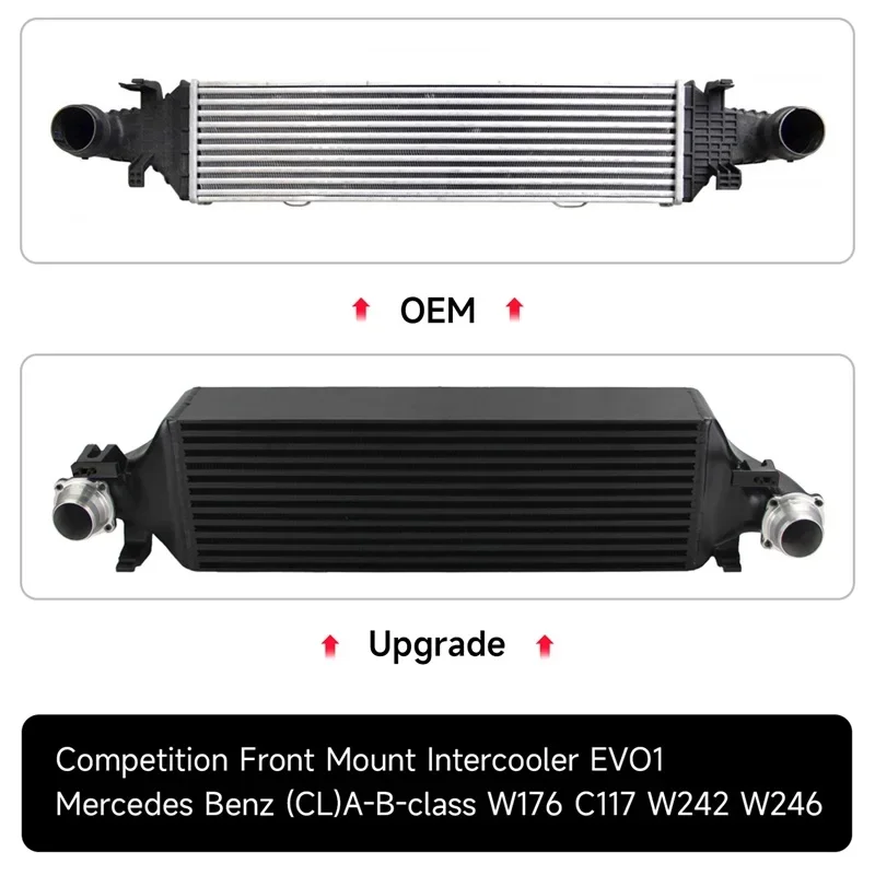 Black  Intercooler Kit Fits For Mercedes Benz (CL)A-B-class W176 C117 W242 High-Performance Competition EVO1