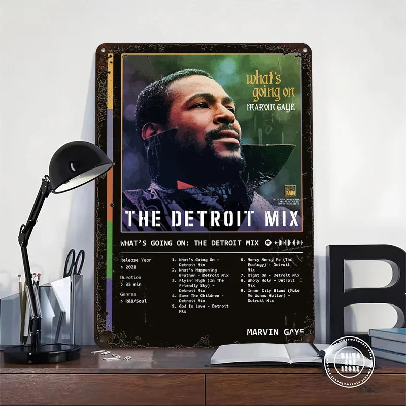 What’s Going On: The Detroit Mix (2021) Printed Poster Customized Wall Art Retro Vintage Metal Tin Signs for Office Decor Room