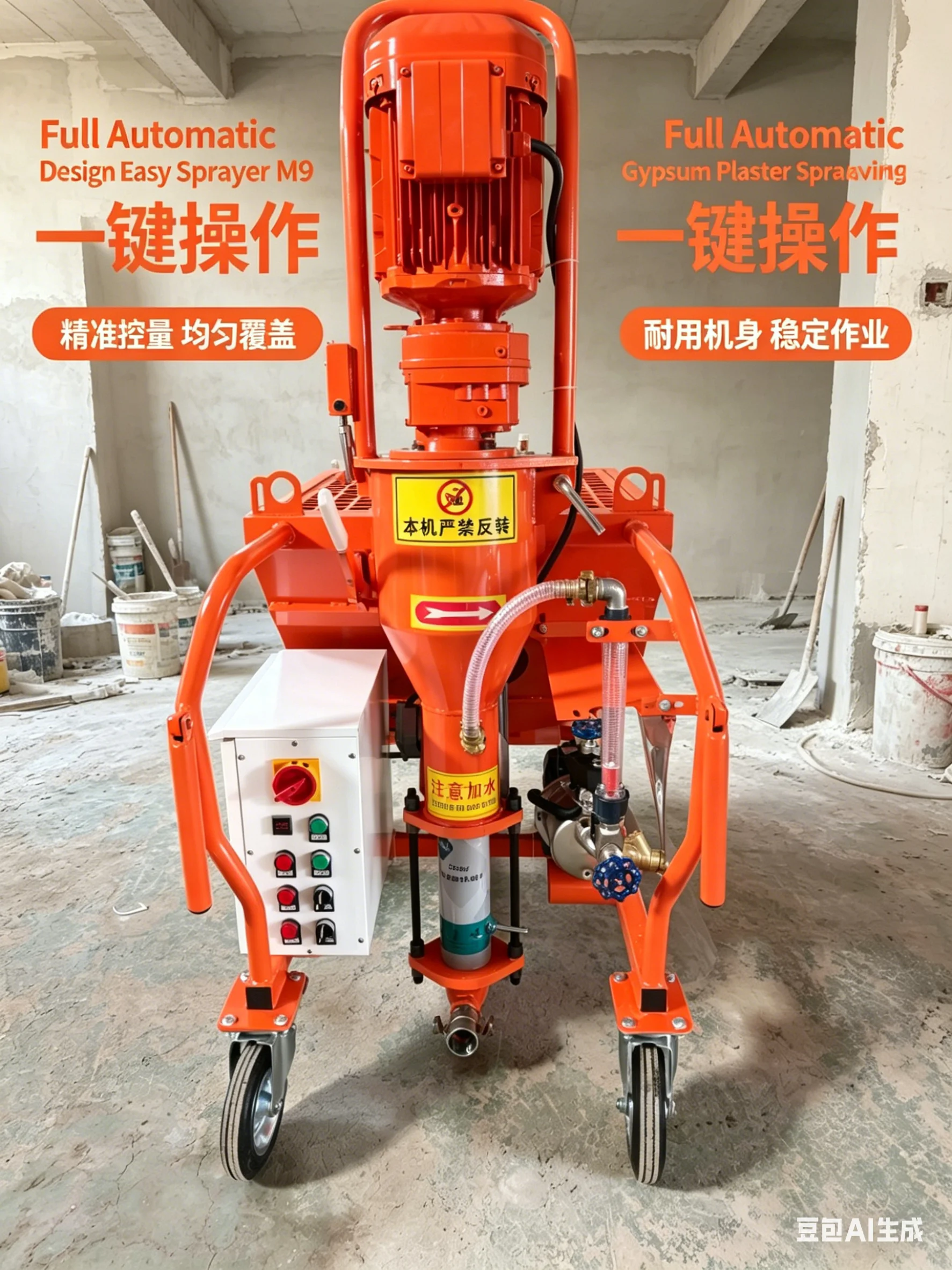 Heavy Duty Motor M9 Gypsum Wall Sprayer, Wear Resistant Body Long Lifespan Building Construction Plaster Machine