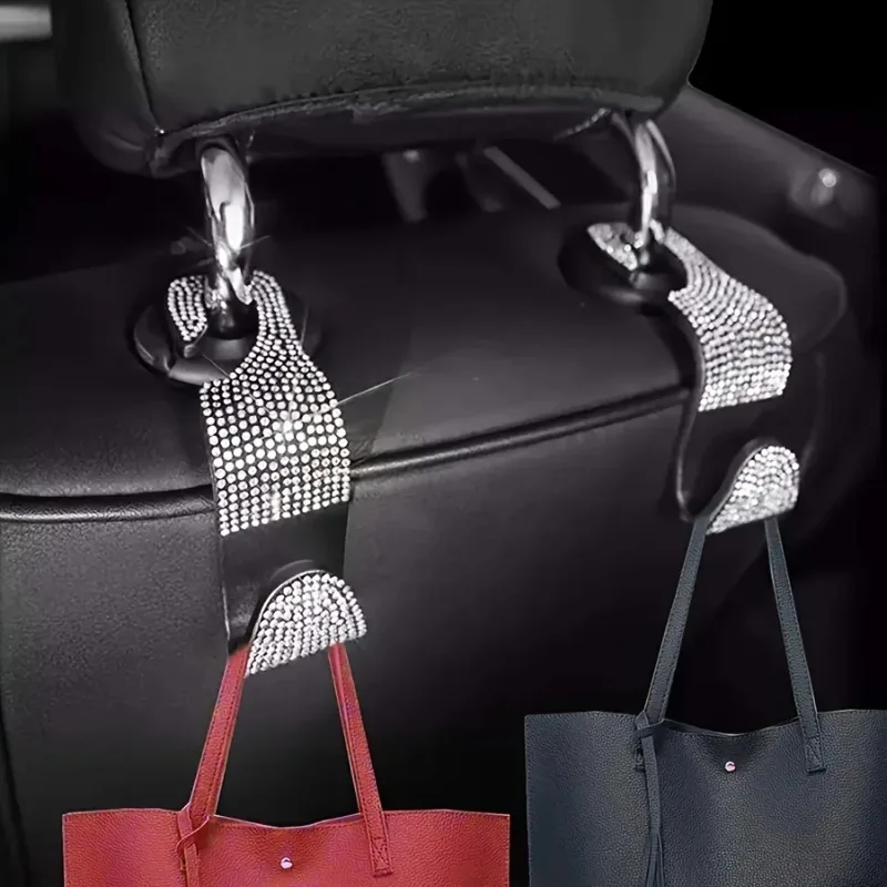 Two car seat back hooks, car storage hooks, car headrest installation storage brackets, diamond car hangers, girl
