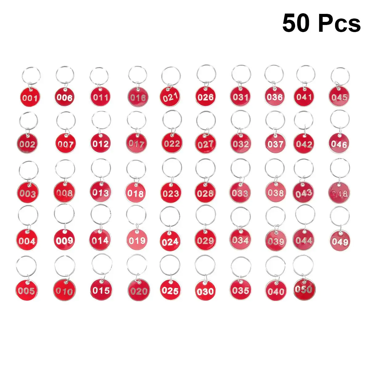 

50 Pcs Key Storage Tags Number Plates Ring Labels License Luggage Metal ID Numbered