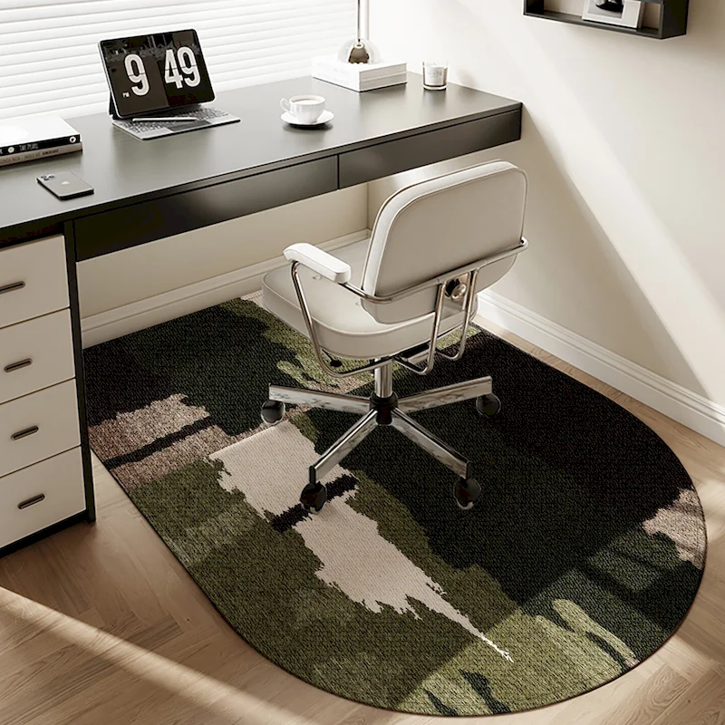 VIKAMA Forest Gradient Color Block Semi-Circular Gaming Chair Floor Mat Indoor Anti Slip Sound-Absorbing Carpet Home Decoration