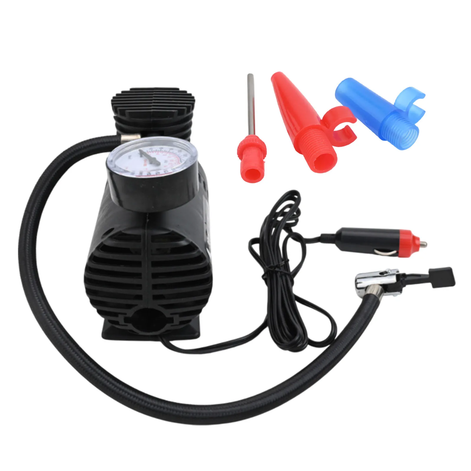 Electric Air Pump 12V 300psi Perfect for Car and Motorcycle Tire Inflation Includes Adapters for Sports Balls and Kayaks