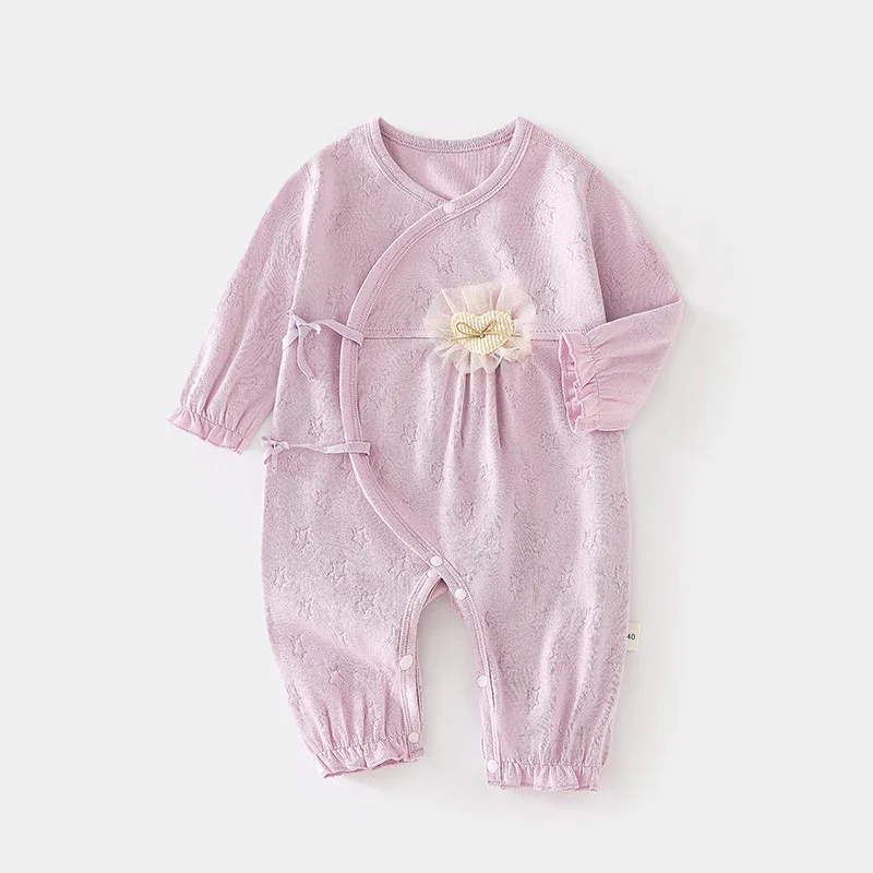 Neugeborenen-Strampler aus Modal, Knochenlose Babykleidung, Neugeborenen-Kleid für Mädchen, Frühling und Herbst