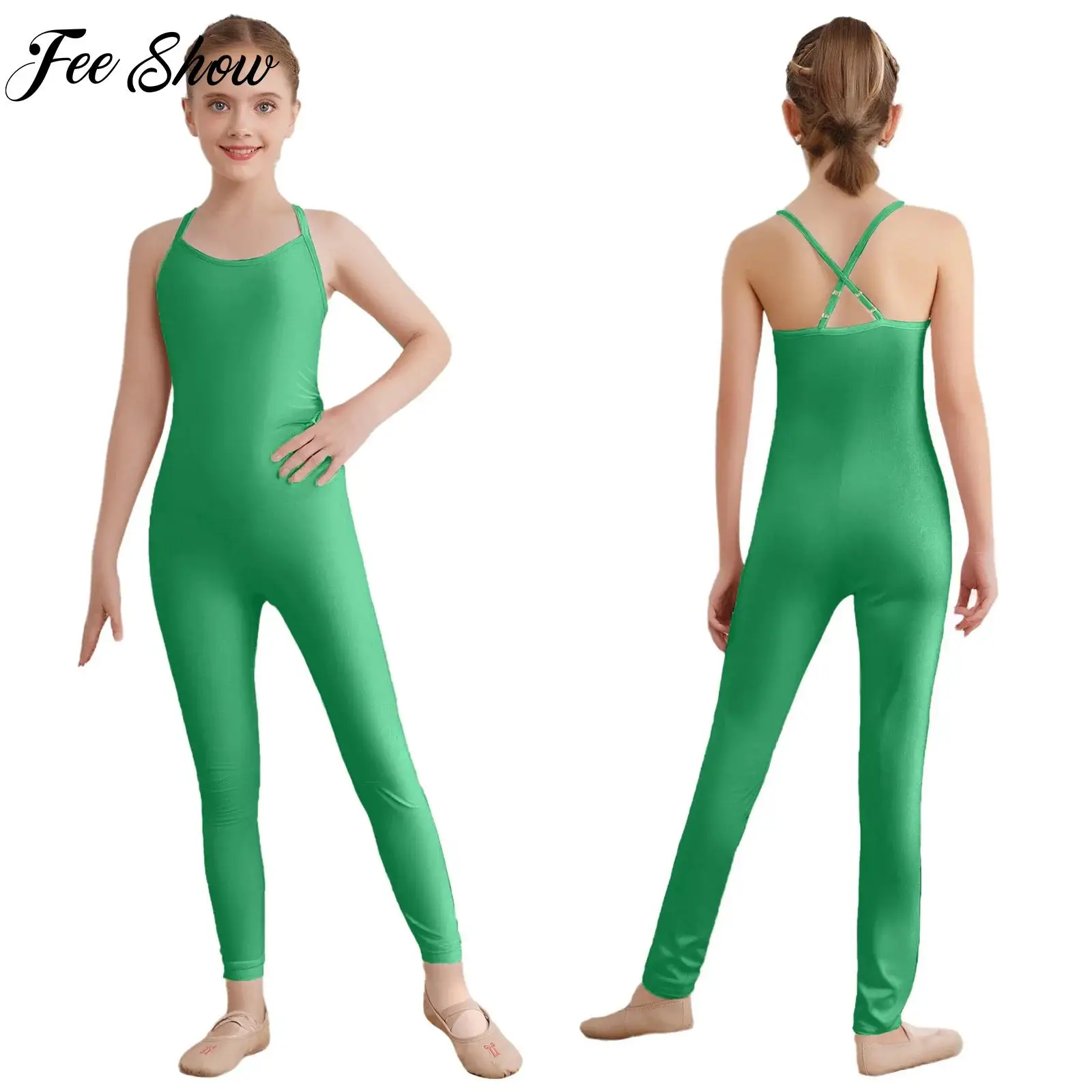 

Girls Artistic Gymnastics One-piece Suit Swimsuit Children Sleeveless Full Body Unitard Kids Ballet Bodysuit Jumpsuits Dancewear