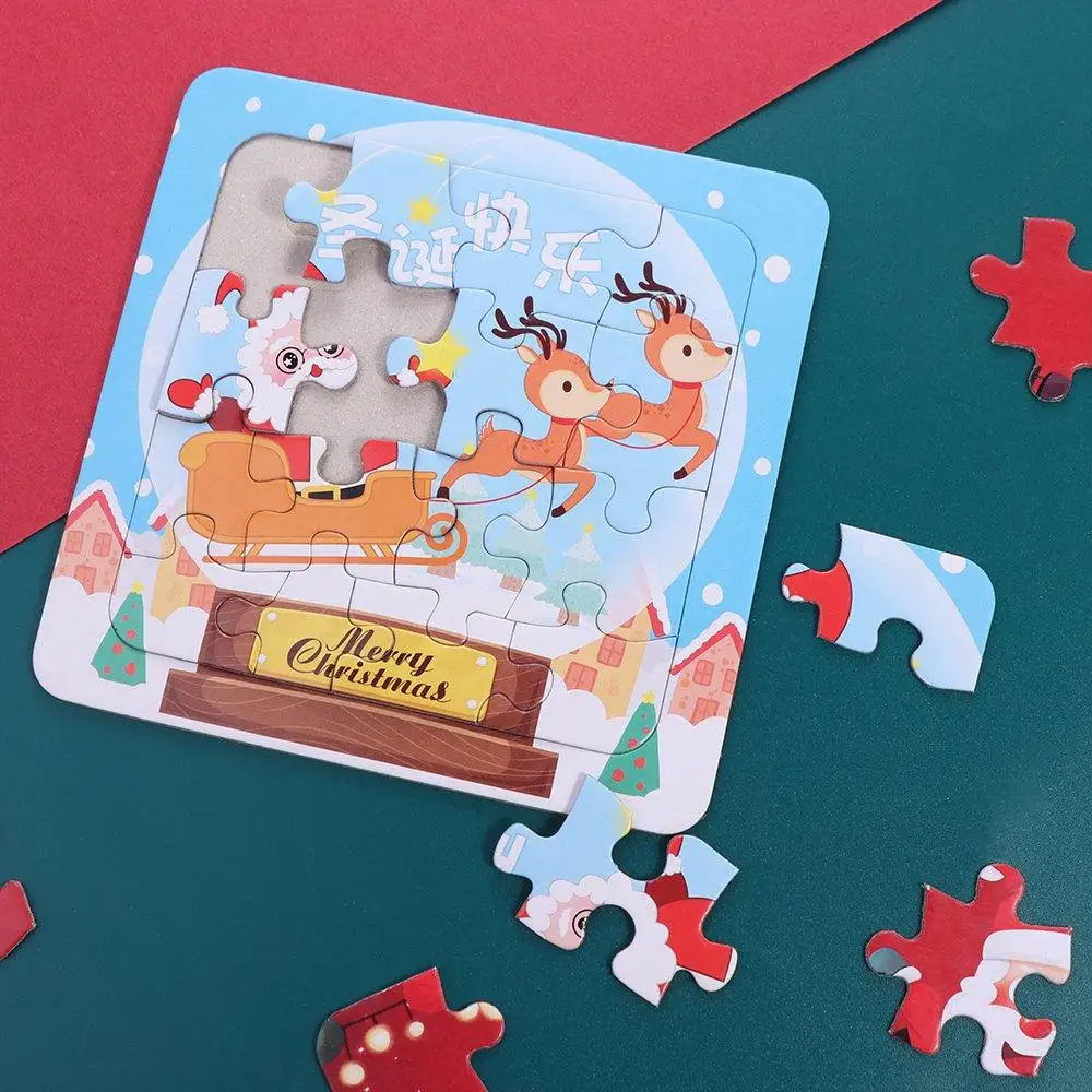 Świąteczne puzzle, ręcznie robione puzzle, puzzle 3D, puzzle 3D Świętego Mikołaja, puzzle do składania Świętego Mikołaja, puzzle dla dzieci z motywem Świętego Mikołaja z kreskówek.