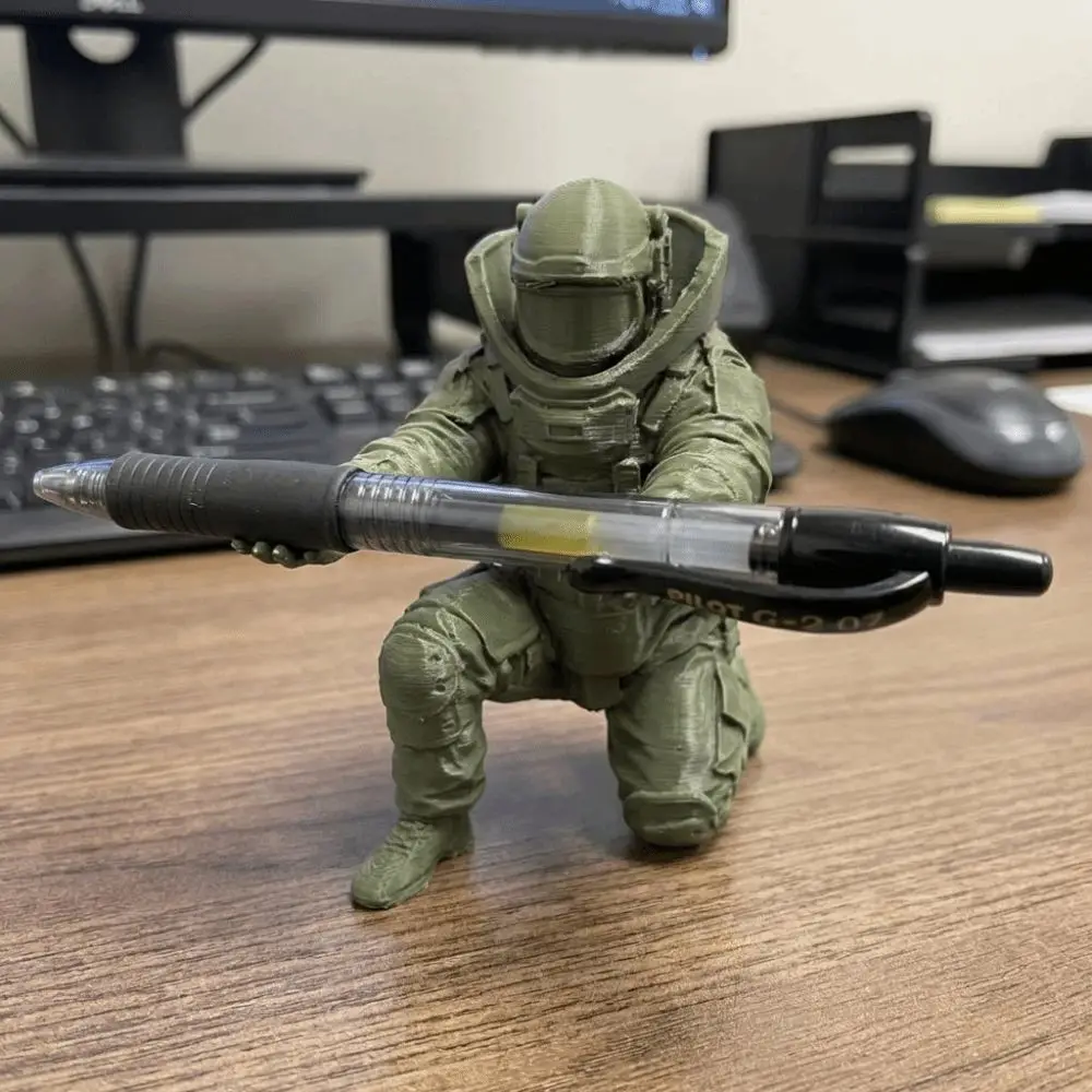 Creative 3D Printed Disposal Unit Pen Holder Funny Unique Gift Warrior Pen Holder Plastic Desk Organizer Gift for Men