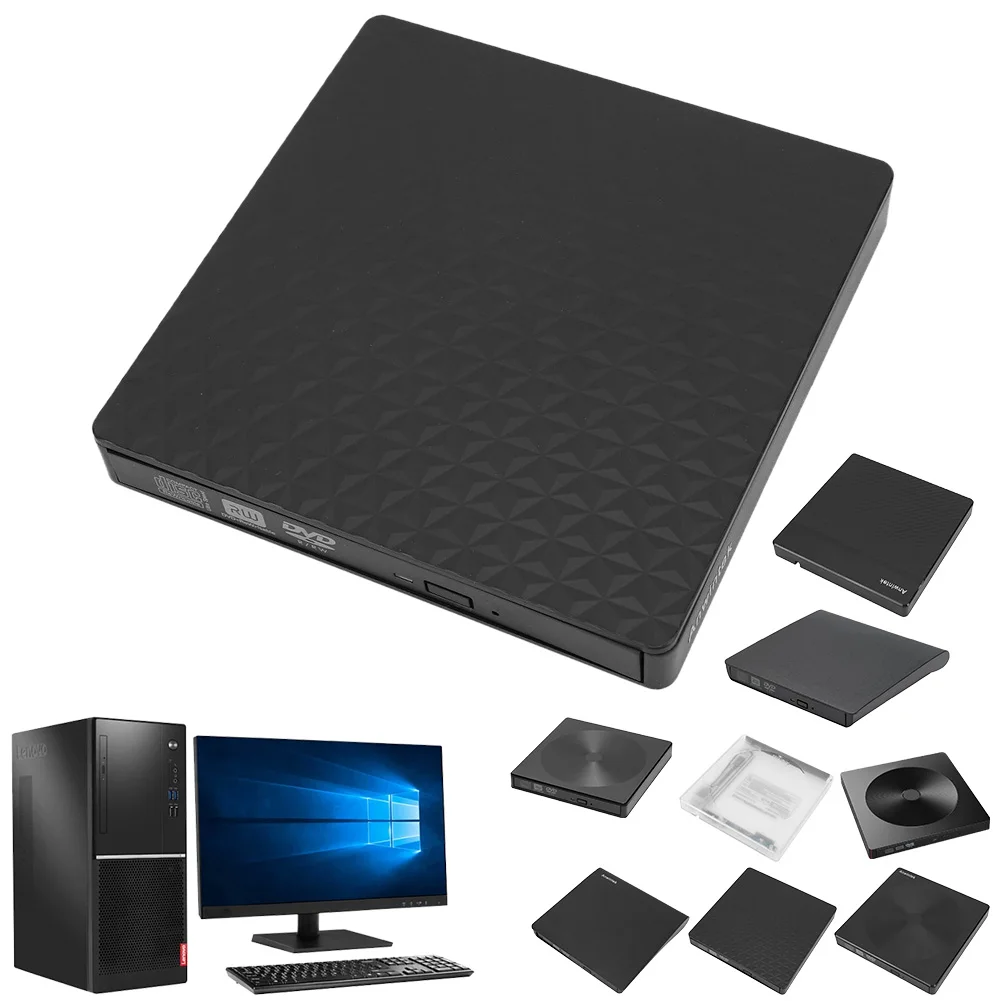 Grabadora de Discos USB 3.0 Slim Tipo-C, Duplicadora de Discos, Grabadora Externa de DVD RW, Unidad Externa Delgada de CD/DVD RW para PC, Laptop, Escritorio