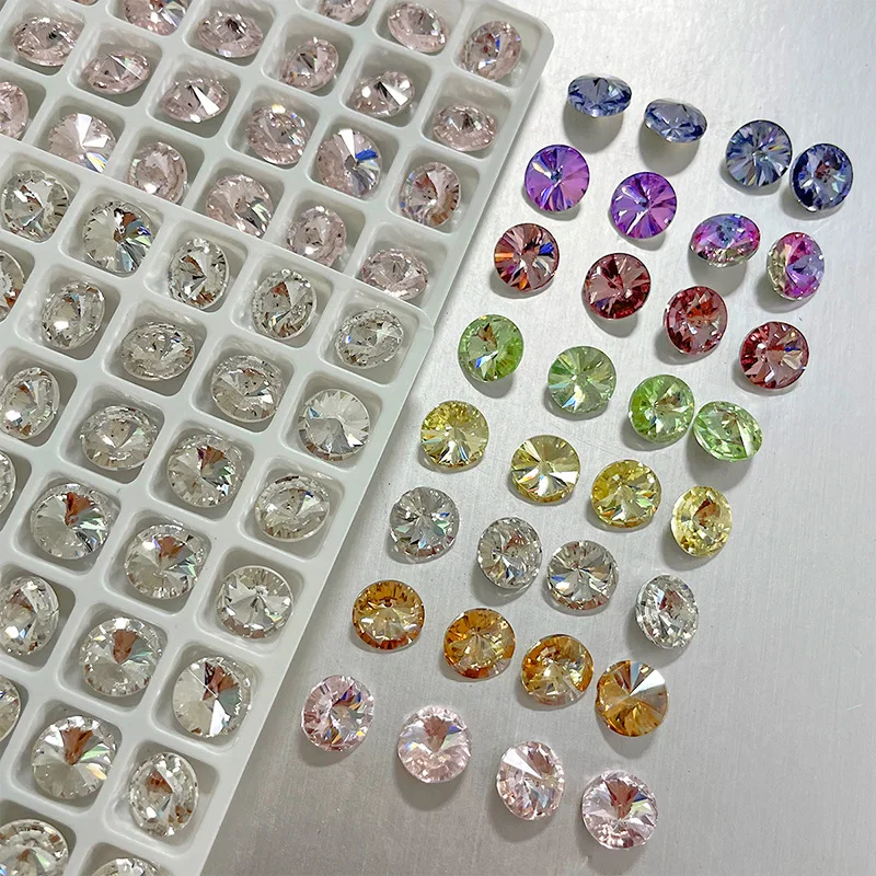 10PCS K9 Super Sparkle Colorful Round Sharp Diamonds French Crystal Nail Art strass decorazioni Manicure Top Ornaments