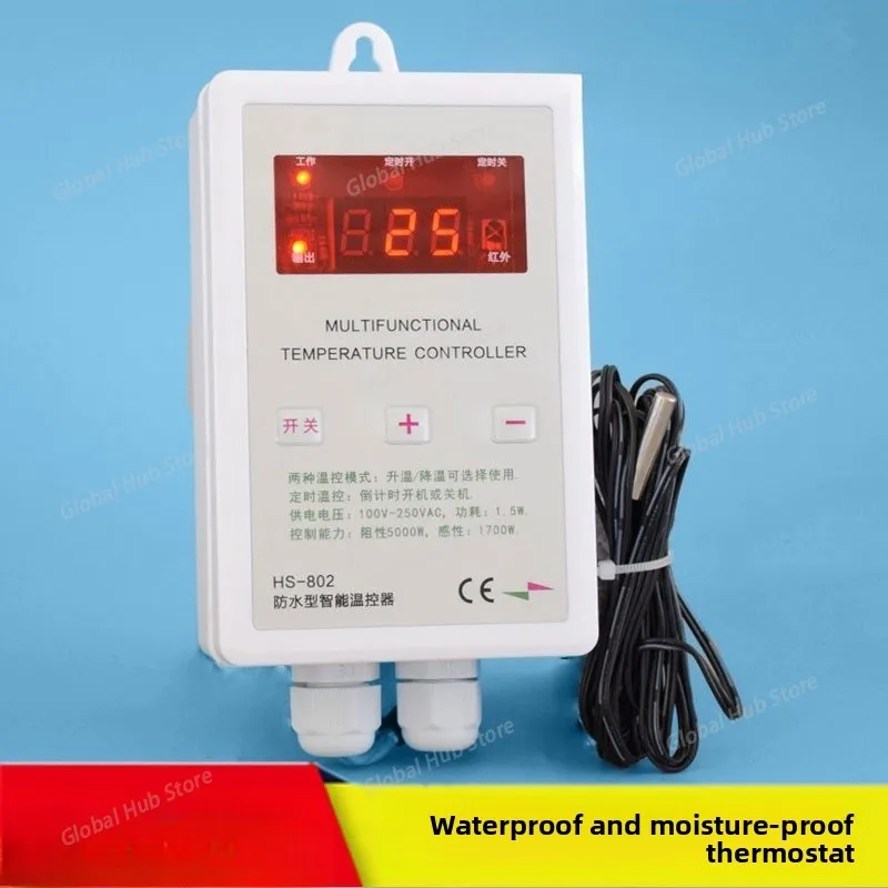 HS-802A Silicone Pad 190° Temperature Controller Hot Blast Stove Temperature Gauge Waterproof Temperature Control Instrument
