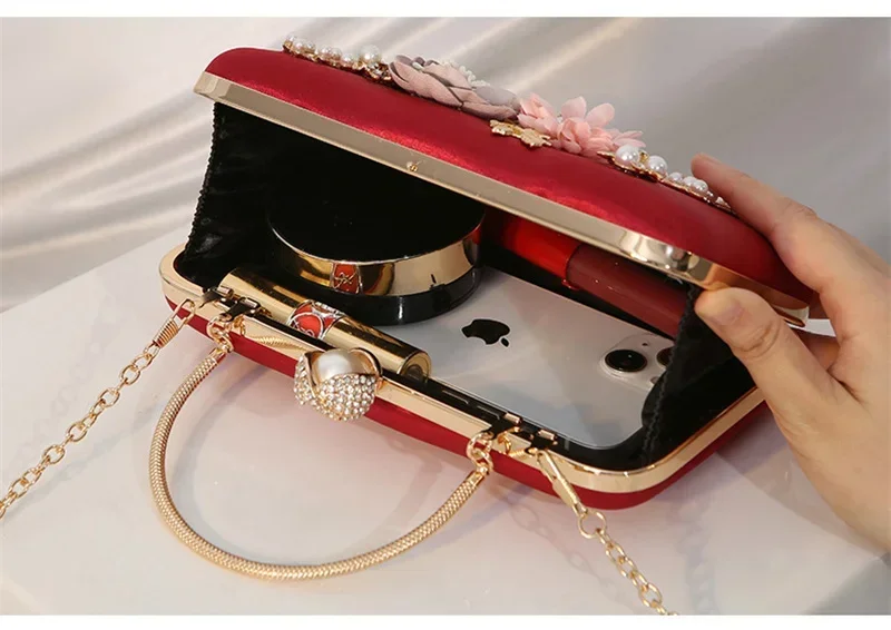 2023 New Hot Women Handmade Flowers Evening Bags Banquet Dinner Purse Party Dinner Purse 4 Colors Drop Shipping