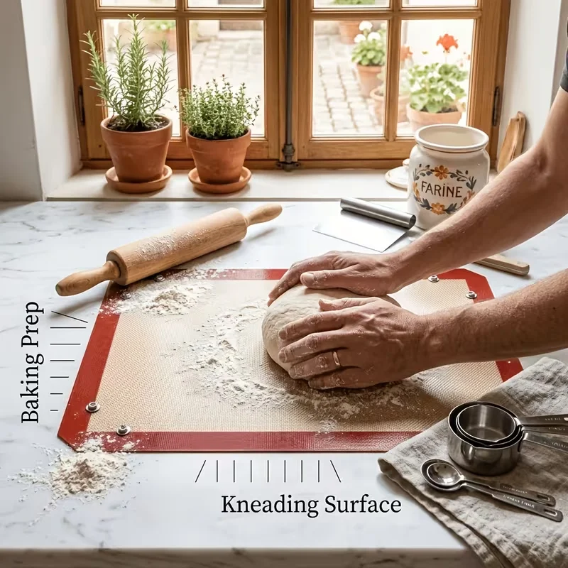 1pc Buttoned Baking Mat, Reusable Baking Mat, Heat-Resistant Baking Mat Large Reusable Silicone Baking And Bread Board Liner