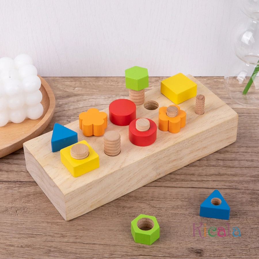 Bulloni per dadi per bambini Montessori Forma di colore Giocattolo in legno Abilità motoria fine Vite Bordo Dimensioni Corrispondenza Gioco cognitivo Giocattolo sensoriale educativo