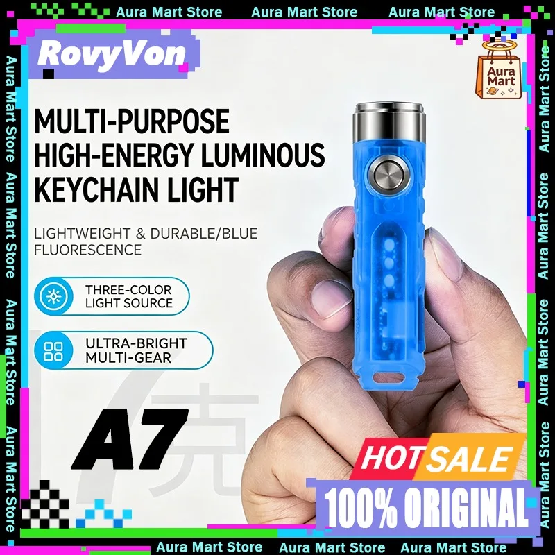 RovyVon A7 EDC Mini Flashlight Night Light TPYE-C Key Light 650 Lumens Outdoor Portable Multi Light Source Camping Flashlight