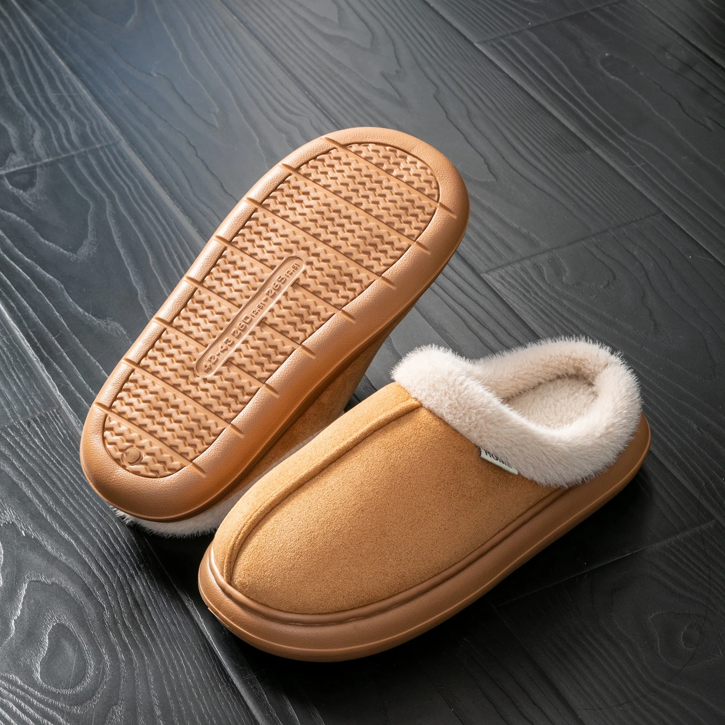 Autumn And Winter Men's Cotton Slippers Plush Warm Thick Home Wear Non-slip Wear-resistant Soft Bottom Comfortable Warm Shoes