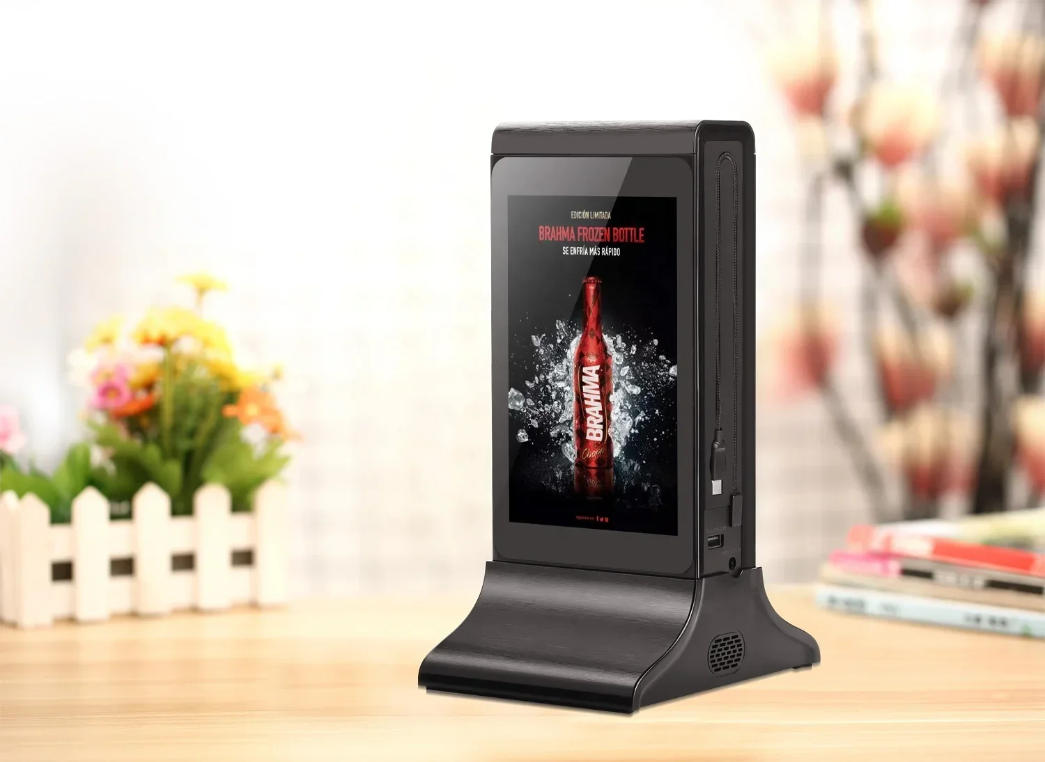 7inch Dual Side Touch Screen Menu Board For Restaurant With Cell Phone Charging Station Desktop Advertising Display Player