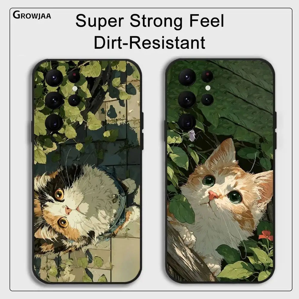 

Cartoon oil painting cat phone case for Samsung Galaxy S25 S24 S22 S23 Ultra S21 S20 Plus 5G