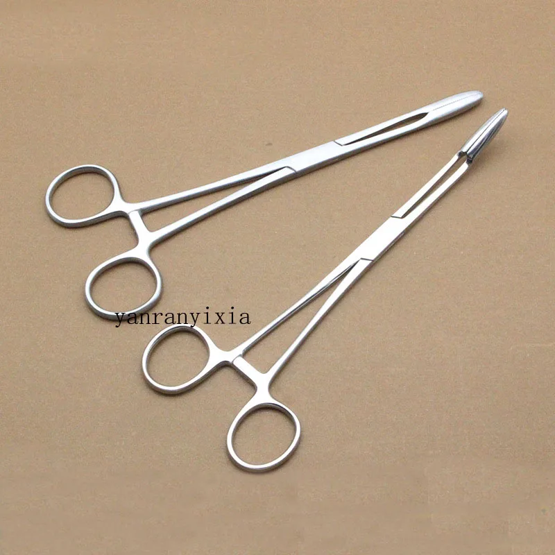 Plastic surgery instruments Large lengthened stainless steel Oval forceps with toothed sponge forceps clamp dressing forceps