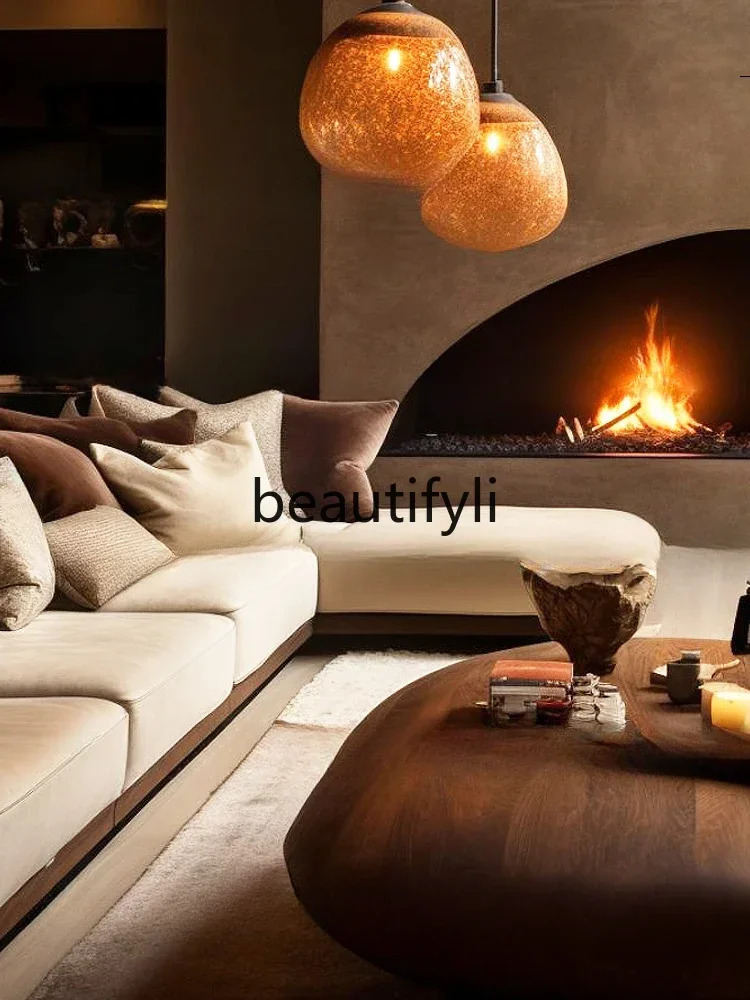 

2003 Art creative arc surface coffee table, walnut color sofa decorative round edge coffee table