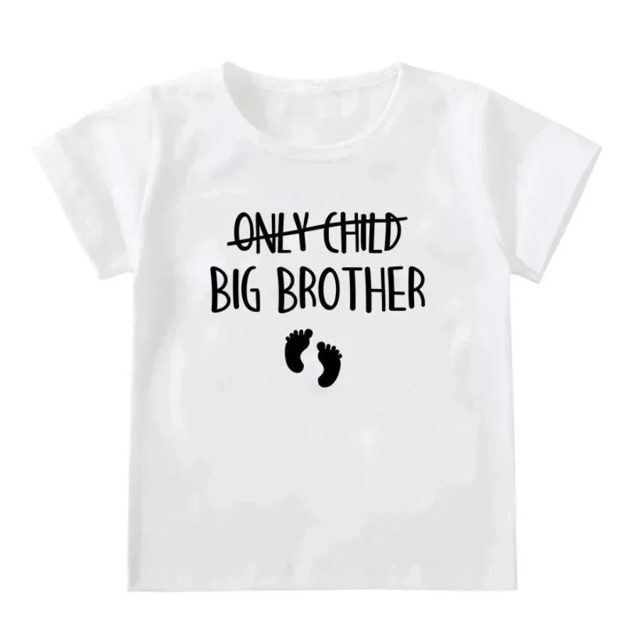 Family Only Child Big Brother Sister To Be Pregnancy Announcement T Shirt Kids Short Sleeve Children Boy Cotton Casual Tees Tops